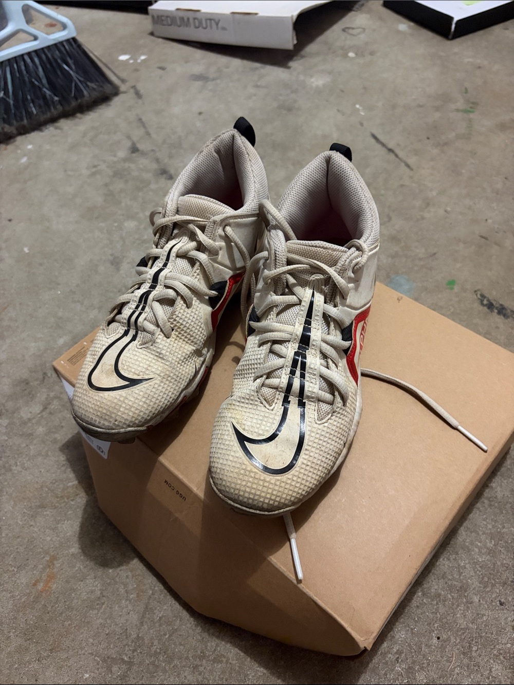 Nike Kids White and Black Clits with Red Accent